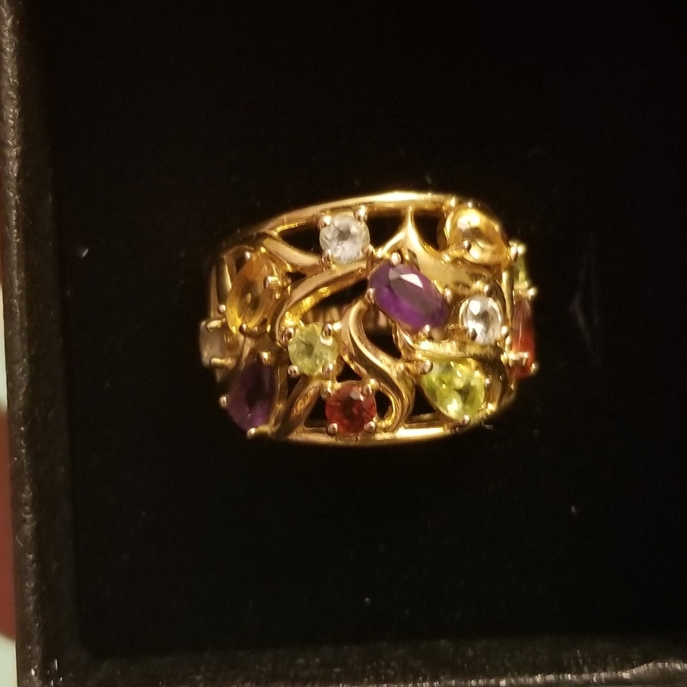 Multi Semi-Precious Gemstone Ring In Gold